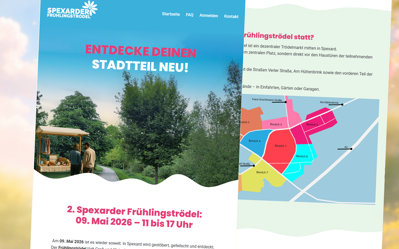 Screenshot der Website fruehlingstroedel.de